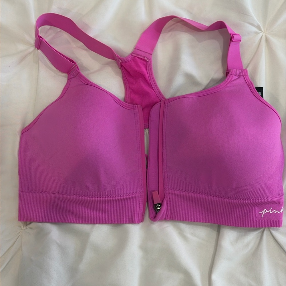 Hot pink PINK brand high-impact sports bra